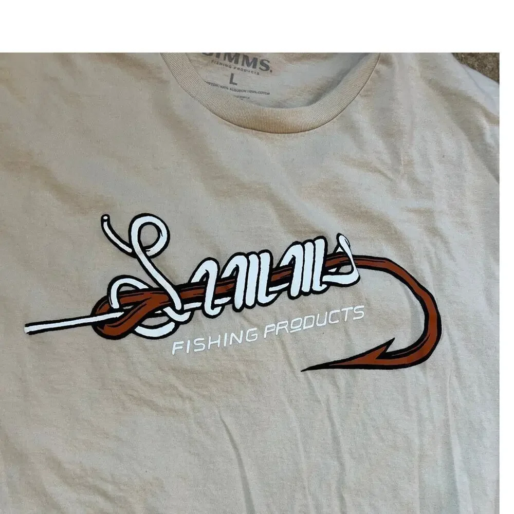 Simms Fishing Products Crewneck Short Sleeve Tan T-Shirt, Men's size L
